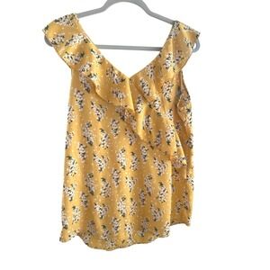 Hailey & Co Yellow Floral Ruffle Blouse – Size S